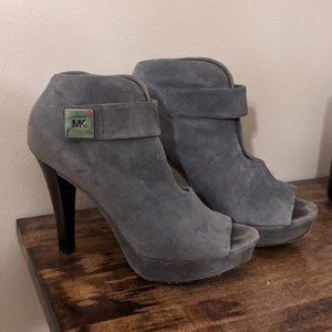 Michael Kors Gray Suede Peep Toe Bootie